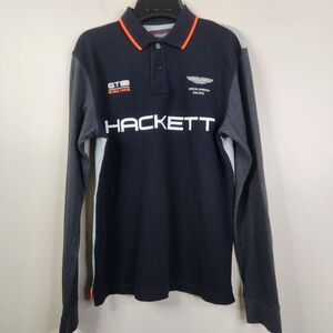 Aston Martin Racing By Hackett Long Sleeve Colorblock Polo Shirt Small